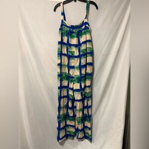 NWT Vianova Italy Linen Blend Watercolor Jumpsuit Size Small